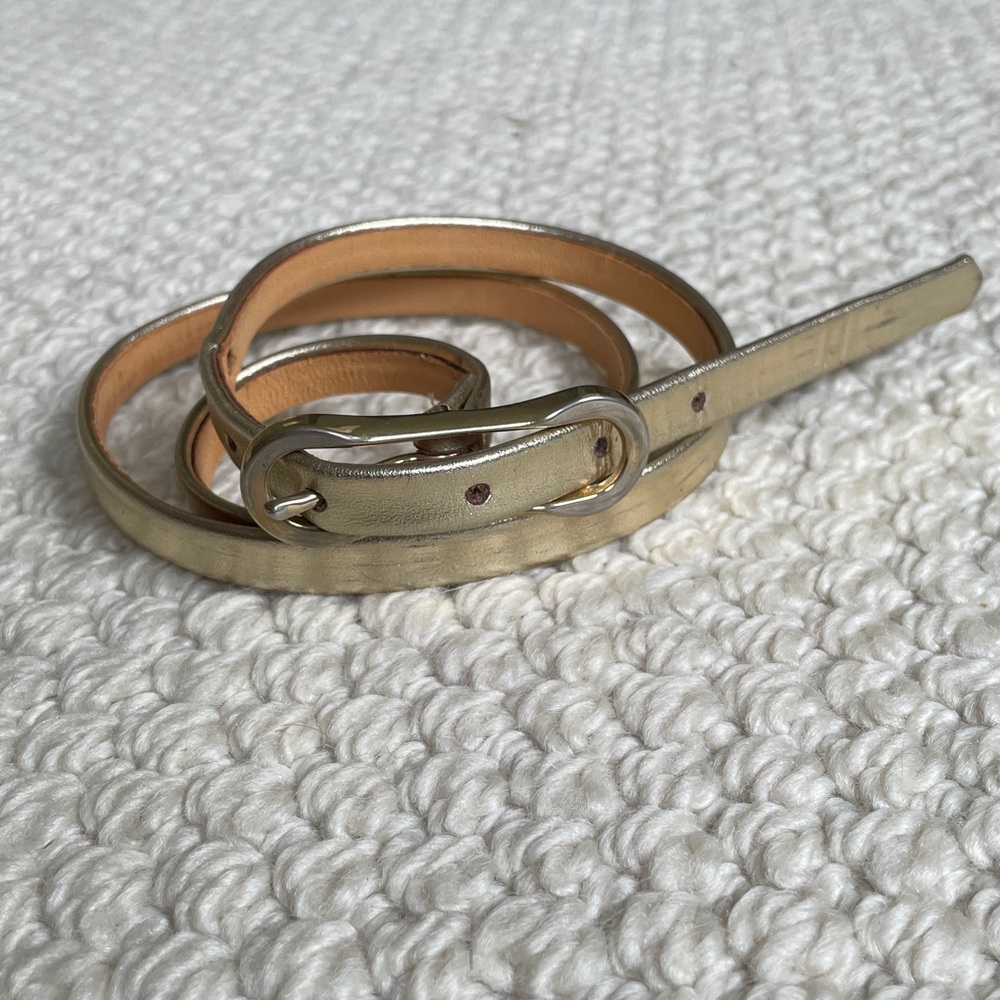Vintage thin gold leather belt